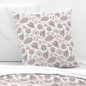 Seashells marine pattern pink blue