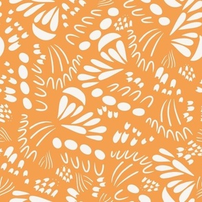 Orange Organic Abstract Shapes on Cream by Sarah Price