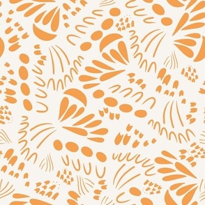 Orange  Organic Abstract Shapes on Cream by Sarah Price