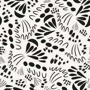 Black Organic Abstract Shapes on Cream | Black and White Collection by Sarah Price