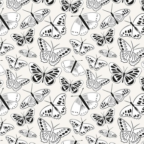 Black Butterflies on Cream | Black and White Collection