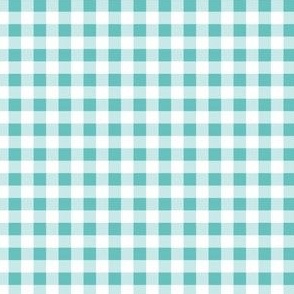 Teal and White Gingham Check Plaid Mini Scale by Sarah Price