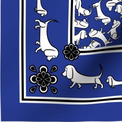 Doodle Basset Bandanas (Blue)