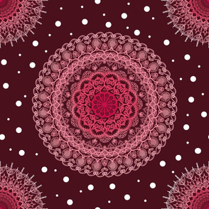 Ombre Spotty Burgundy Pink Mandala