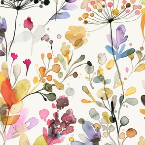 Wild grasses Watercolor Floral Large Spring