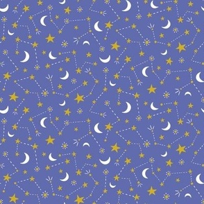 Stitchy Constellations, purple  and yellow