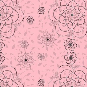 Hand drawn flowers in pink