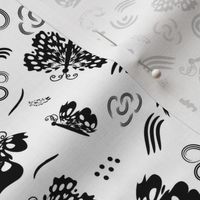 Ink Blot Butterflies - Black and White (unprinted background)