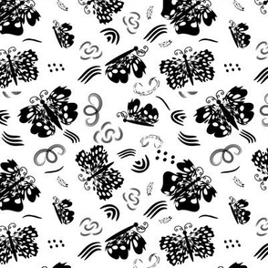 Ink Blot Butterflies - Black and White (unprinted background)