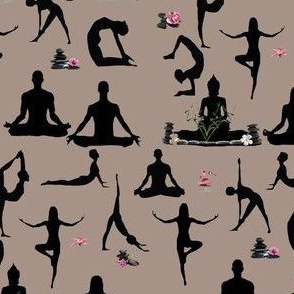 le yoga sur fond taupe