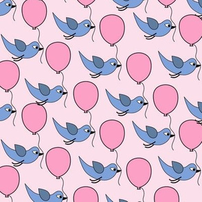 Blue Birds with Pink Balloons