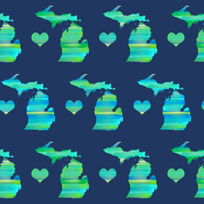 Painted Michigan Blue Hearts