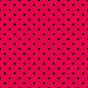 Polka Dots - Black dots on Light Red background