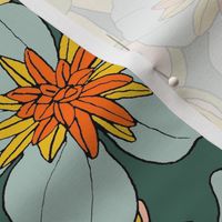 Chelsea* (Charlotte Dark Green) || hand-drawn vintage floral