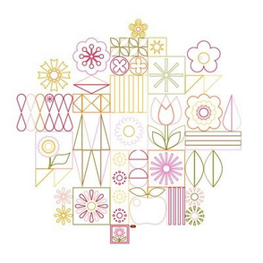 Garden Variety Embroidery Pattern || midcentury geometric floral for stitching