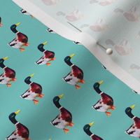 Painted duck print - turquoise (mini)