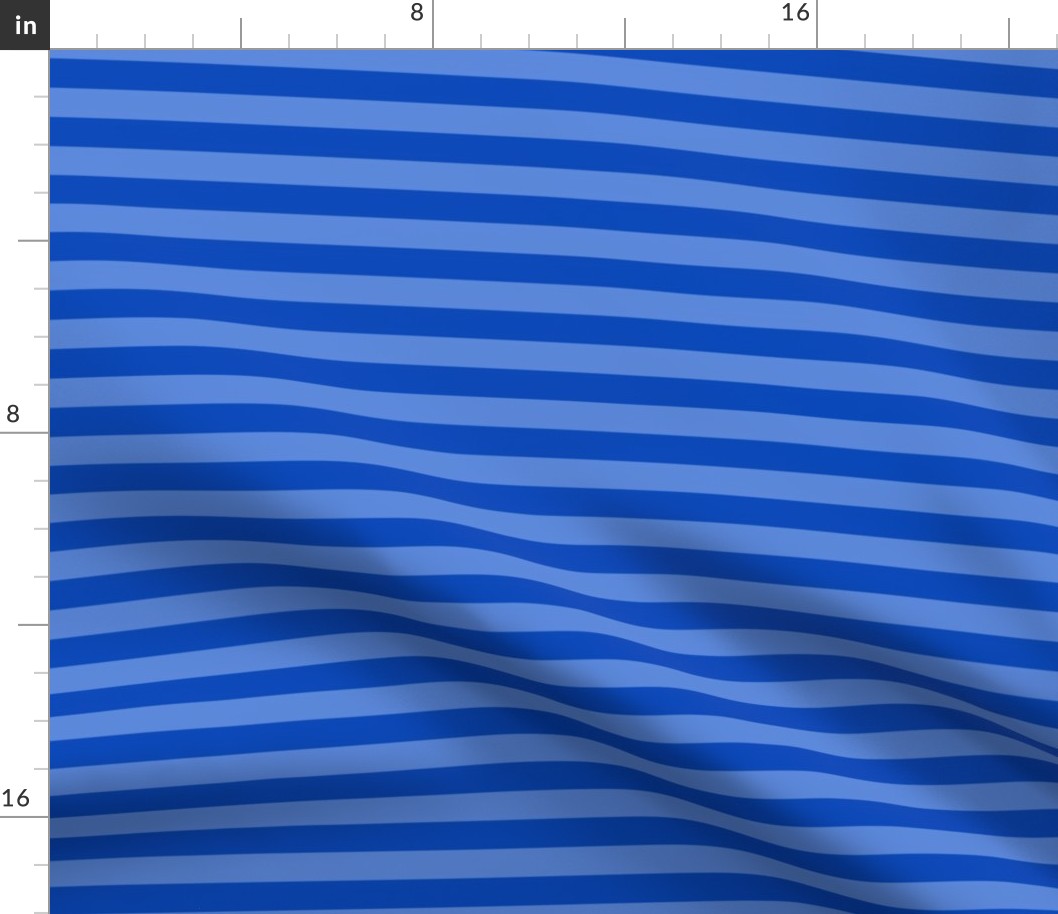 Sapphire Blue Awning Stripe Pattern Horizontal in Cornflower Blue