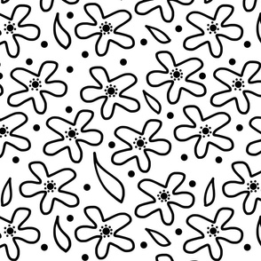 Mimi's Field of Flowers - black on white 