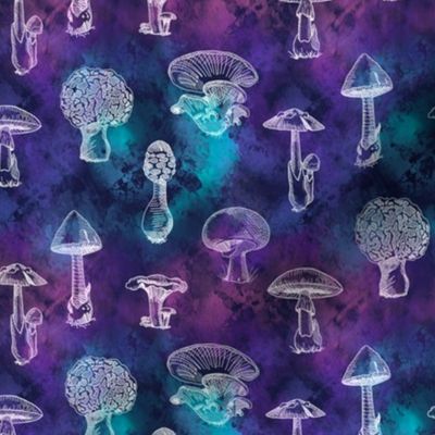 Wild Mushrooms on Jewel Tie Dye
