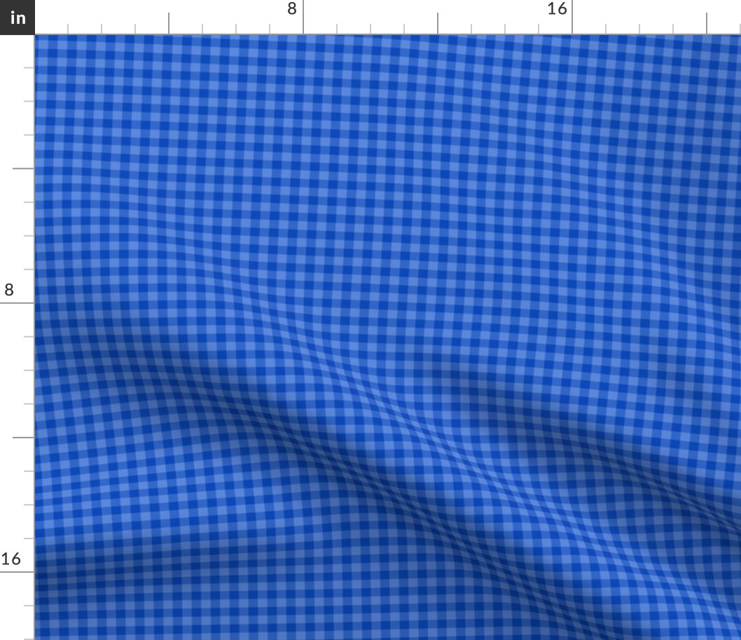 Small Gingham Pattern - Sapphire Blue and Cornflower Blue