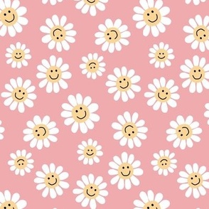 Smiling Daisy Flower Fabric, Wallpaper and Home Decor