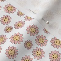 Smiley Daisy Flowers in Pink mini