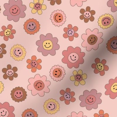 Smiley Flowers in Pinks