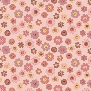 Smiley Flowers in Pinks mini