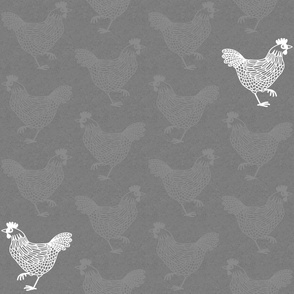 Grey and White Hens Jumbo Large Scale