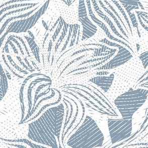 Lilies in Vintage Light Blue / Large