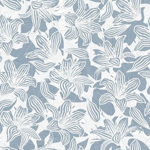 Lilies in Vintage Light Blue / Medium