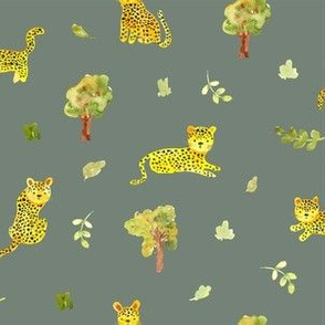 Enchanting Leopards on Green