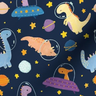 Space Dinos spoonflower fabric by the yard