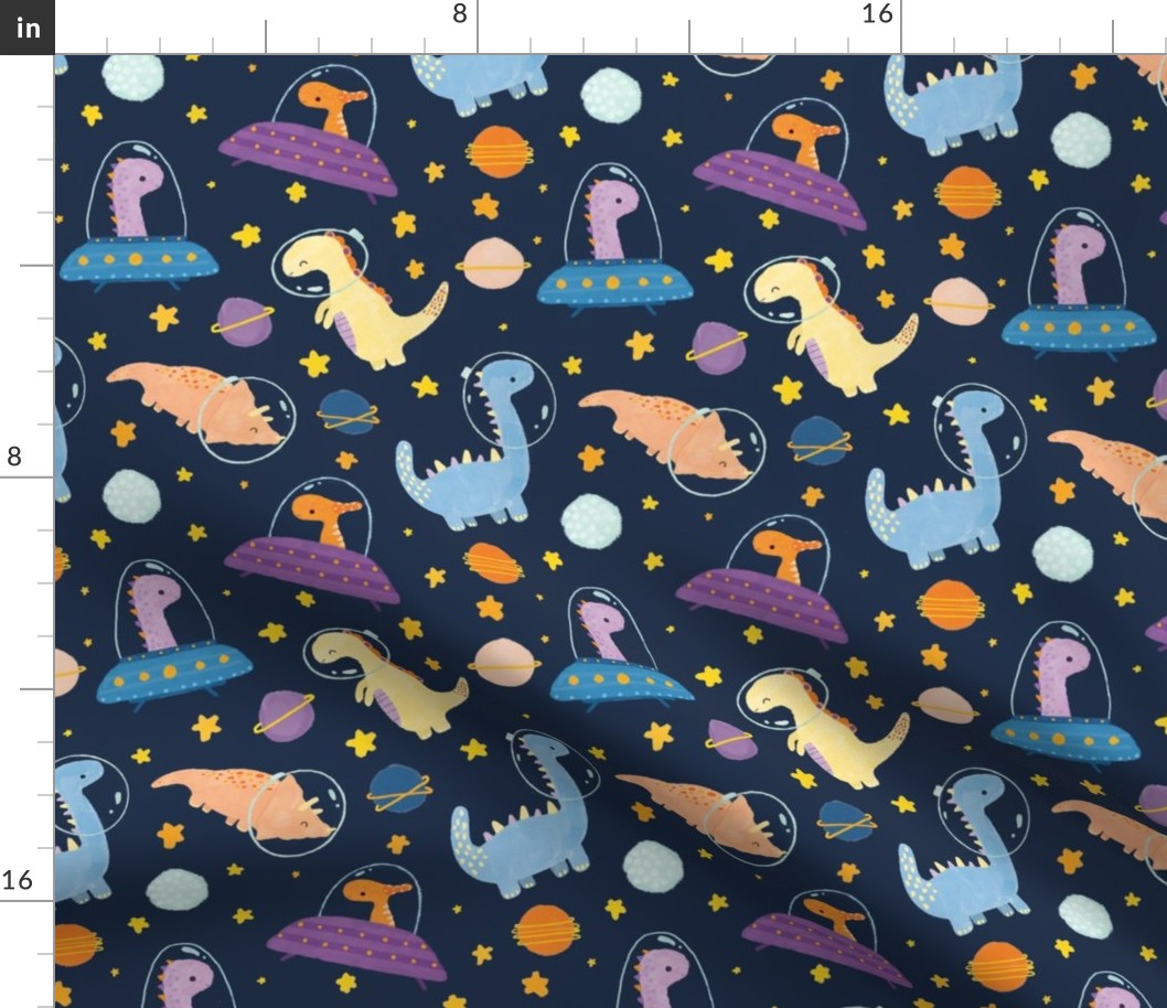 Space Dinos spoonflower fabric by the yard