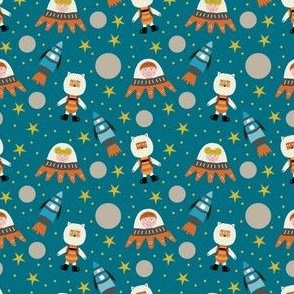 Kids-and-Cats-in-Outerspace - Cats and children in space shuttles and space suits - TINY