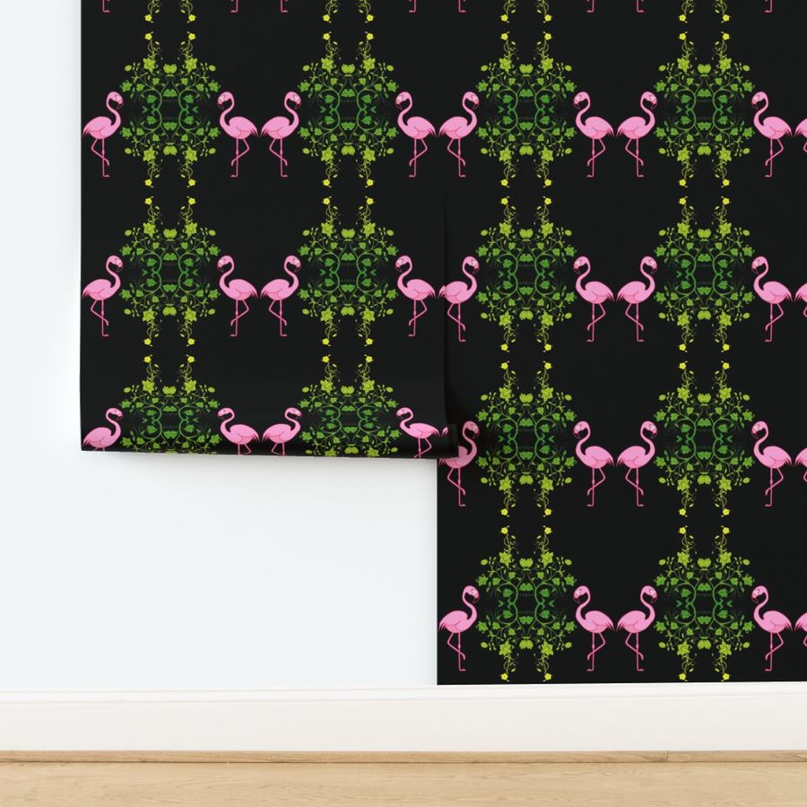 Flamingo Trellis (shimmer) - black, medium 