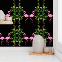 Flamingo Trellis (shimmer) - black, medium 