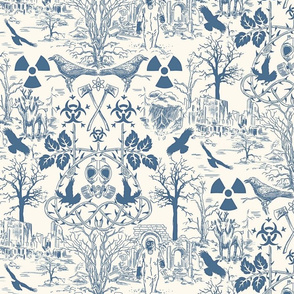 Post Apocalypse Toile Vintage Blue Larger