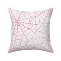 Spider web in pink on off white - halloween pattern