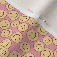 Happy Smiley Faces Yellow on Pink mini