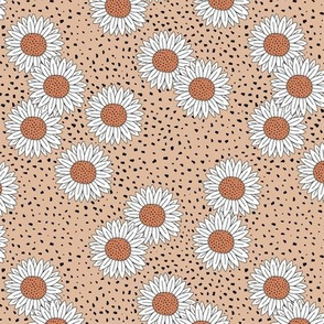 Messy sunflowers and speckles sweet boho flowers garden summer summer soft camel beige coral white