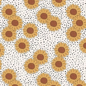 Messy sunflowers and speckles sweet boho flowers garden summer summer ochre yellow caramel cream 