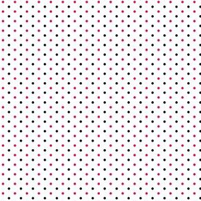 Extra small - miniature dots - Red and black dots on a white (unprinted) background