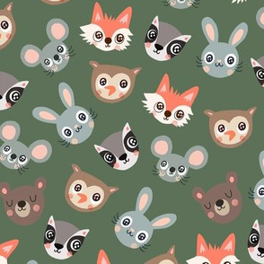Woodland animal friends - Forest Green