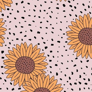 Messy sunflowers and speckles sweet boho flowers garden summer summer ochre yellow blush LARGE 