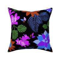 Bright Tropical Moody Floral - Black