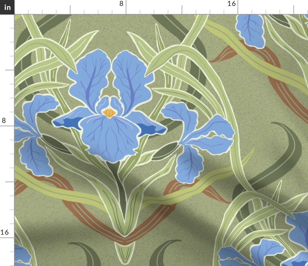 Art Nouveau Blue Iris Large