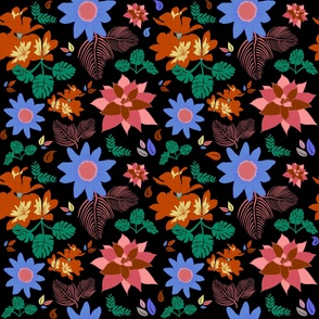 Bright Floral on Black