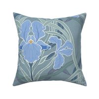 Art Nouveau Iris Blue Pastel Large