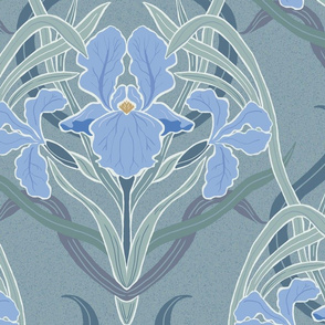 Art Nouveau Iris Blue Pastel Large